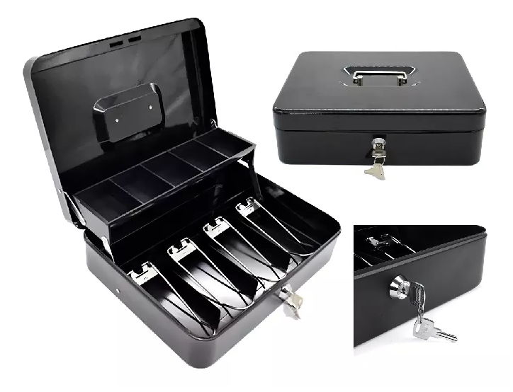 CAJA ORGANIZADORA DE DINERO EN COLOR EN COLOR NEGRO CON LLAVE DE SEGURIDAD ... - 2