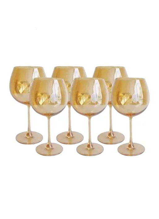 SET 6 COPAS DE VIDRIO PARA VINO DORADO OSCURO - 3