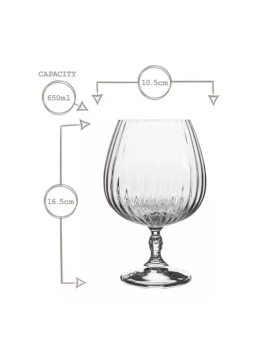 SET 6 COPAS BRANDY COGNAC CRISTAL BORMIOLI ROCCO PREMIUM TRANSPARENTE - 2