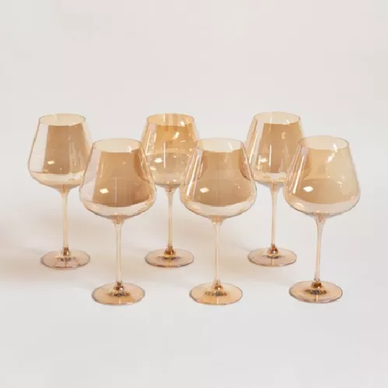 SET 6 COPAS DE VINO MODERNAS ÁMBAR - 5