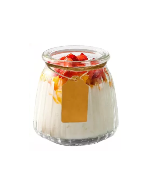 40 VASOS VIDRIO CON TAPA YOGURT POSTRE SOPA 130ML - 1