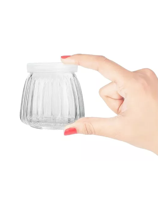 40 VASOS VIDRIO CON TAPA YOGURT POSTRE SOPA 130ML - 2