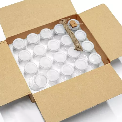 40 VASOS VIDRIO CON TAPA YOGURT POSTRE SOPA 130ML - 4