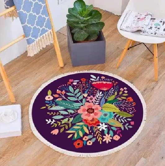 ALFOMBRA REDONDA 120 CM QUILÍN DE LINO/ALGODÓN VIOLETA - 2