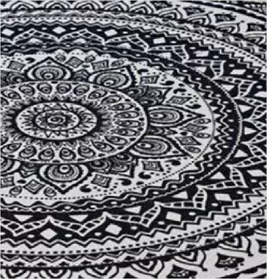 ALFOMBRA REDONDA 120 CM QUILÍN DE LINO/ALGODÓN EN COLOR NEGRO - 1