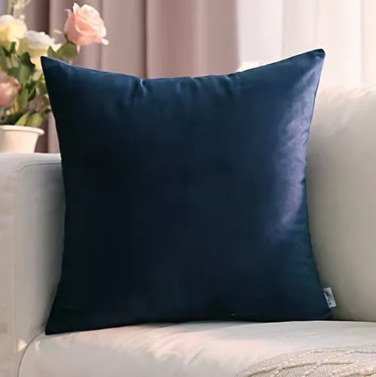 FUNDA PARA COJÍN VELVET TERCIOPELO LISO EN VARIEDAD DE COLORES - AZUL MARINO - 2