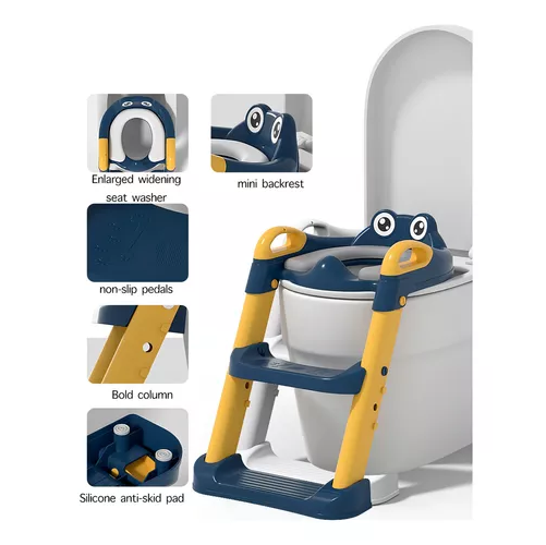 ESCALERA PARA NIÑOS PARA INODORO, ASIENTO ENTRENADOR DE BAÑO, COLOR AZUL - 2