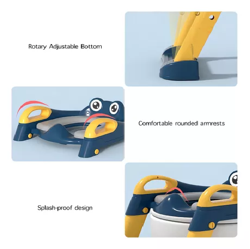 ESCALERA PARA NIÑOS PARA INODORO, ASIENTO ENTRENADOR DE BAÑO, COLOR AZUL - 4