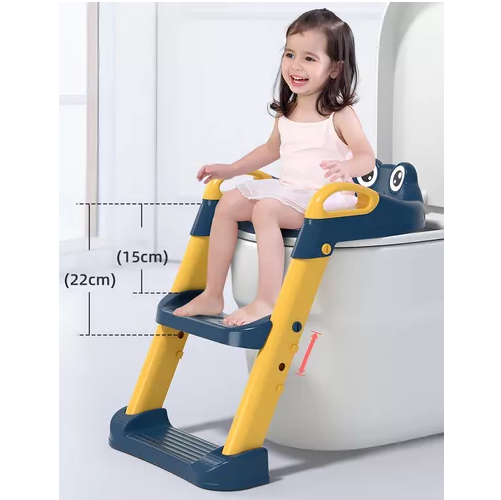 ESCALERA PARA NIÑOS PARA INODORO, ASIENTO ENTRENADOR DE BAÑO, COLOR AZUL - 5