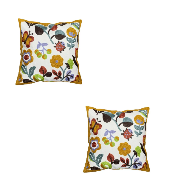 PACK DE 4 FUNDAS PARA COJINES SIN RELLENO CON DISEÑOS BORDADOS MULTICOLORES - 2