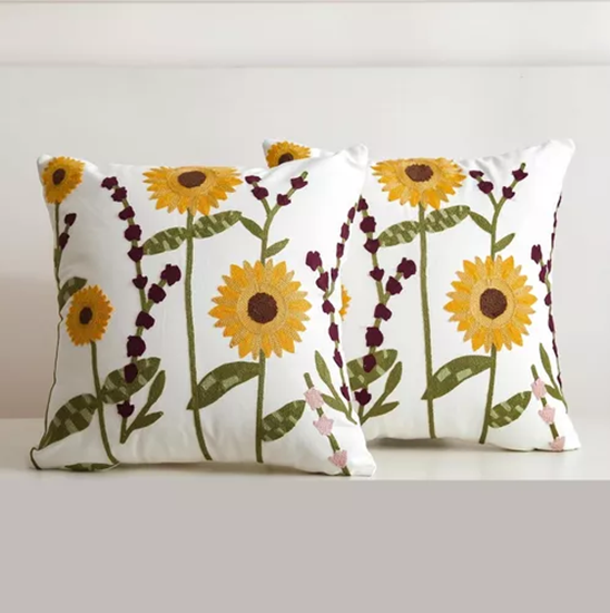 PACK DE 4 FUNDAS PARA COJINES SIN RELLENO CON DISEÑOS BORDADOS EN COLOR AMARILLO 2 - 6
