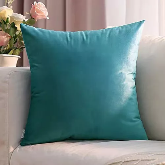 FUNDA PARA COJÍN VELVET TERCIOPELO LISO EN VARIEDAD DE COLORES - TURQUESA - 2