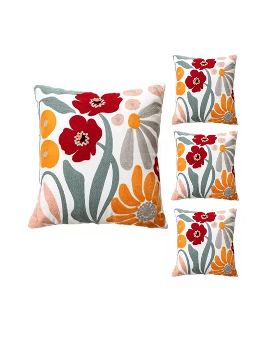 PACK DE 4 FUNDAS PARA COJINES SIN RELLENO CON DISEÑOS BORDADOS MULTICOLOR - 2