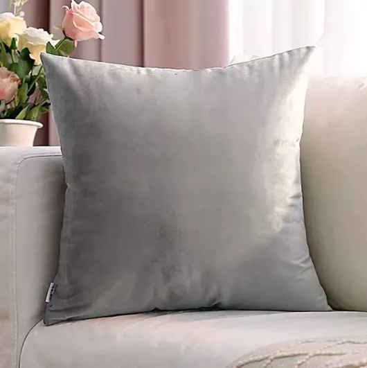 FUNDA PARA COJÍN VELVET TERCIOPELO LISO EN VARIEDAD DE COLORES - GRIS - 2