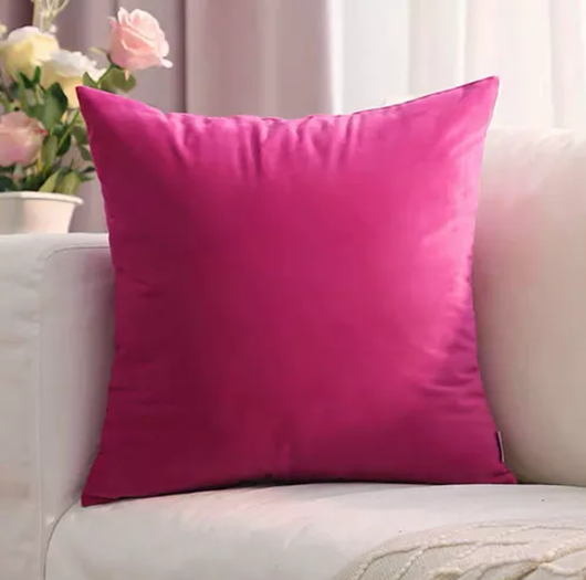 FUNDA PARA COJÍN VELVET TERCIOPELO LISO EN VARIEDAD DE COLORES - FUCSIA - 2