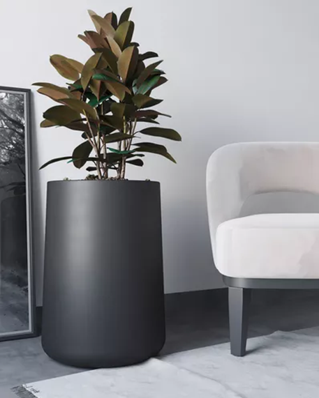 MACETERO GRANDE PLÁSTICO AMALFI MODELO GOTA N55 60L NEGRO - 3