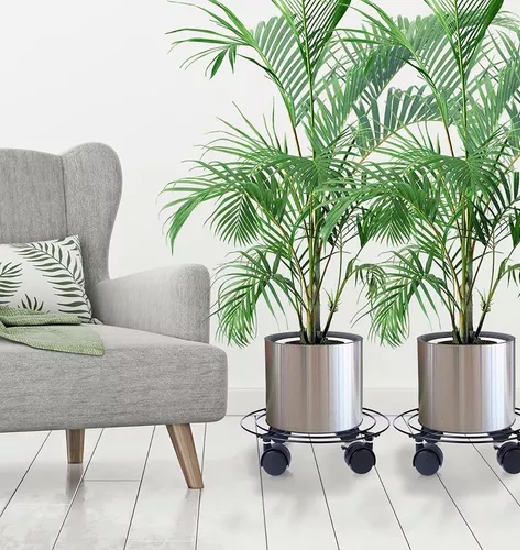 2 SOPORTES BASE PARA MACETA DE METAL CON RUEDAS - 5
