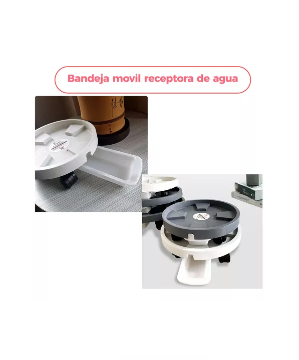 PORTA MACETA BASE MÓVIL CON RUEDAS Y BANDEJA DRENAJE 30CM X 3 - 7