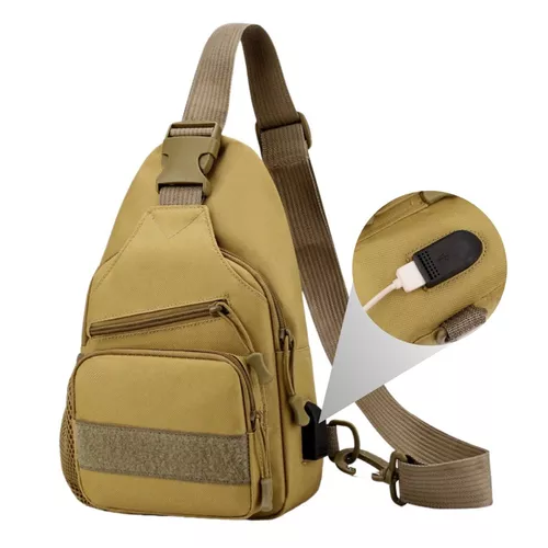 BOLSO TÁCTICO IMPERMEABLE BANANO BANDOLERO CON CARGA USB - 1