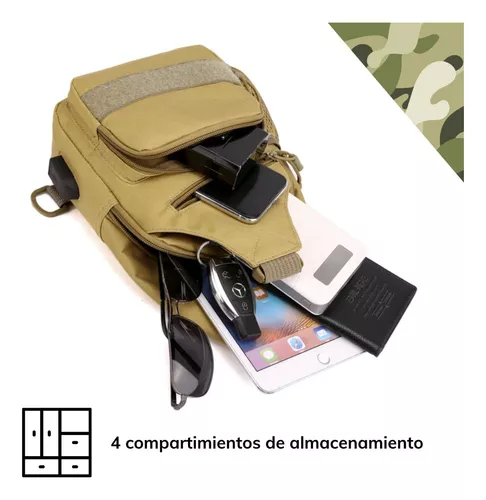 BOLSO TÁCTICO IMPERMEABLE BANANO BANDOLERO CON CARGA USB - 6