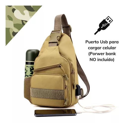 BOLSO TÁCTICO IMPERMEABLE BANANO BANDOLERO CON CARGA USB - 7