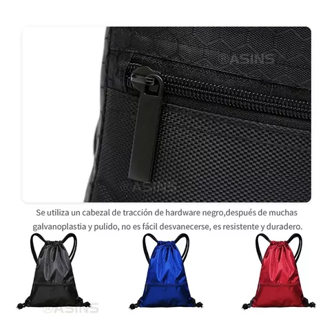 BOLSO TIPO MORRAL DEPORTIVO A PRUEBA DE AGUA CON CIERRE EN COLOR NEGRO - 8