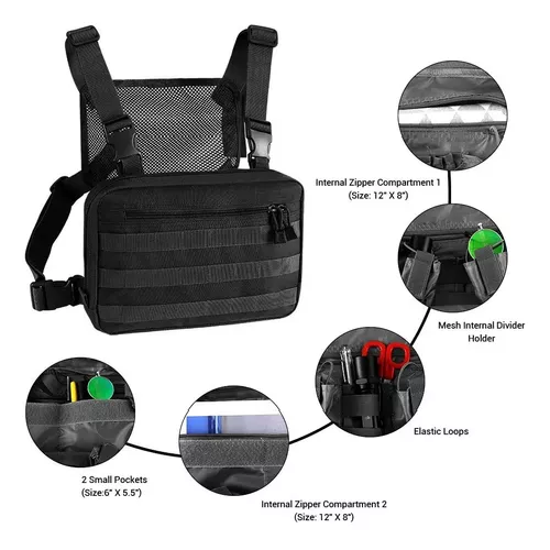 BANANO TÁCTICO TIPO PECHERA MILITAR COLOR EN COLOR NEGRO - 3