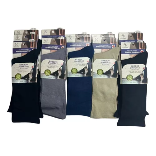 PACK DE 5 CALCETINES DE BAMBÚ Y COBRE, DIABÉTICOS, COLORES OSCUROS - 6