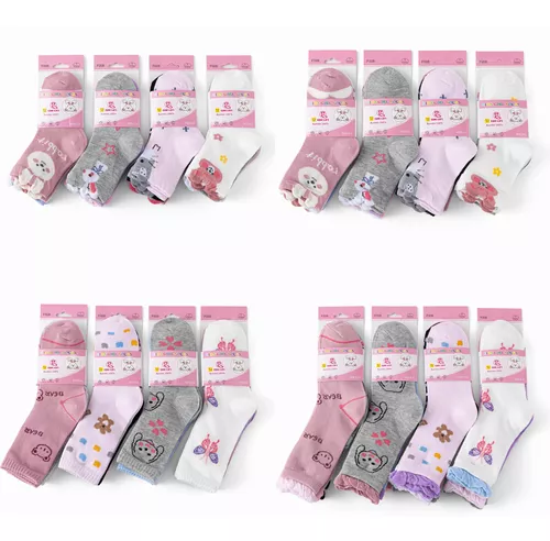 PACK DE 12 PARES DE CALCETINES LARGOS PARA NIÑA, DIBUJOS ANIMADOS DE BAMBÚ, TALLAS 2-10 - 2