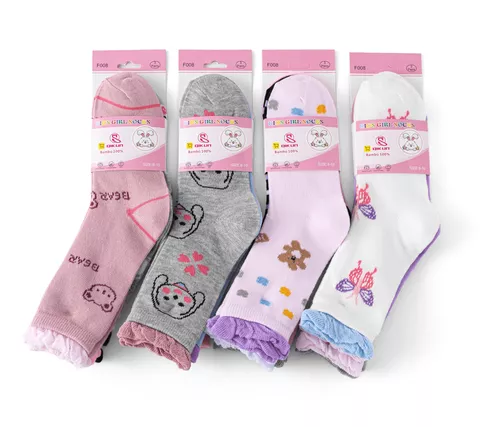 PACK DE 12 PARES DE CALCETINES LARGOS PARA NIÑA, DIBUJOS ANIMADOS DE BAMBÚ, TALLAS 2-10 - 7