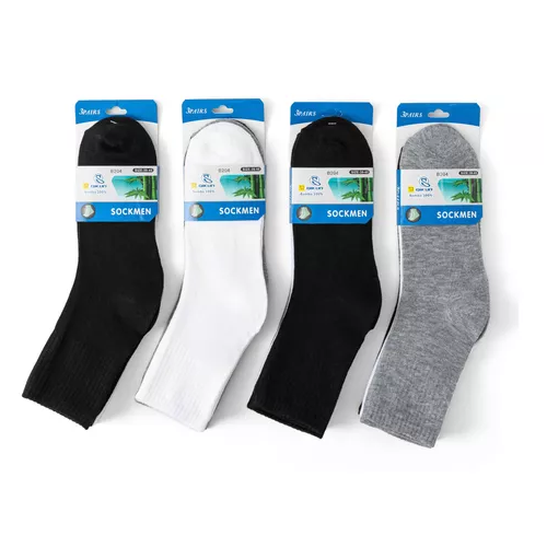 PACK DE 12 CALCETINES LARGOS DE BAMBÚ PARA HOMBRE, LISOS, DEPORTIVOS, MULTICOLOR - 5