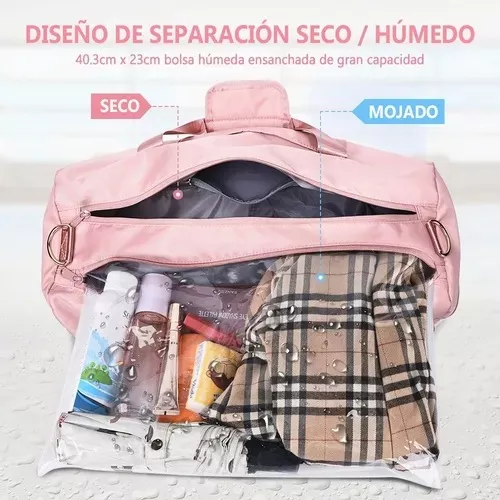 BOLSA DE GRAN CAPACIDAD PARA VIAJES Y DEPORTES, COLOR GRIS - 5