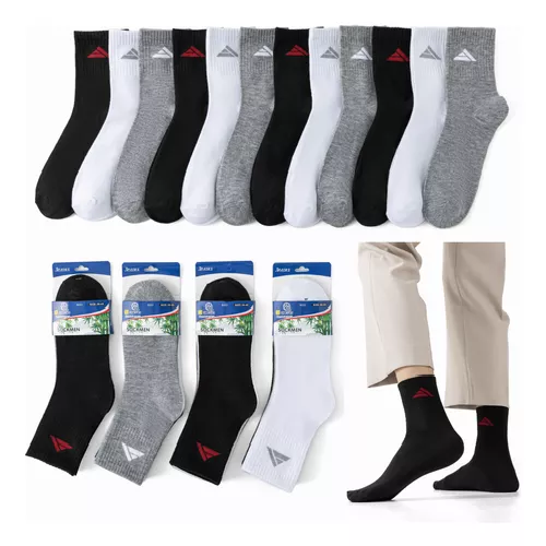 PACK DE 12 CALCETINES LARGOS DE BAMBÚ PARA HOMBRE, DEPORTIVOS, MULTICOLOR, TALLA 39-44 - 1