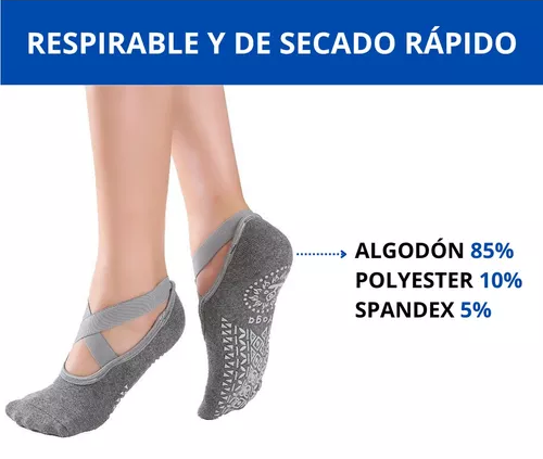 CALCETINES ANTIDESLIZANTES PARA YOGA Y PILATES, SET DE 3 PARES, COLORES BORDÓ, NEGRO Y GRIS, T 41 - 2