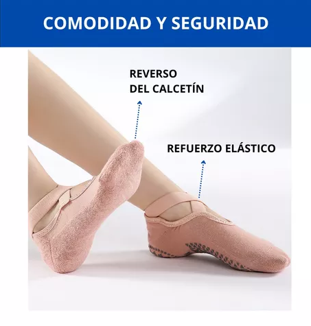 CALCETINES ANTIDESLIZANTES PARA YOGA Y PILATES, SET DE 3 PARES, COLORES BORDÓ, NEGRO Y GRIS, T 41 - 4