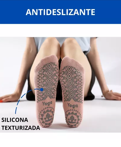 CALCETINES ANTIDESLIZANTES PARA YOGA Y PILATES, SET DE 3 PARES, COLORES BORDÓ, NEGRO Y GRIS, T 41 - 5