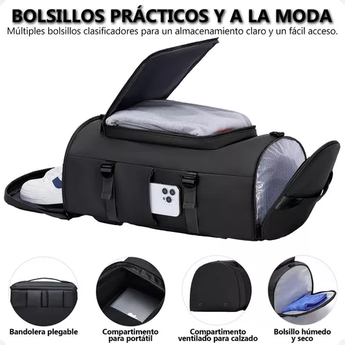 BOLSA DE GRAN CAPACIDAD PARA VIAJES Y DEPORTES, COLOR EN COLOR NEGRO - 5