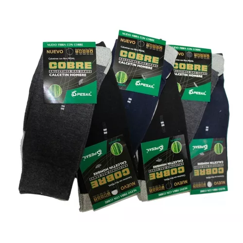 PACK DE 6 CALCETINES DE COBRE PARA HOMBRE, PRECIO POR SEIS PARES, COLOR NEGRO/GRIS - 3