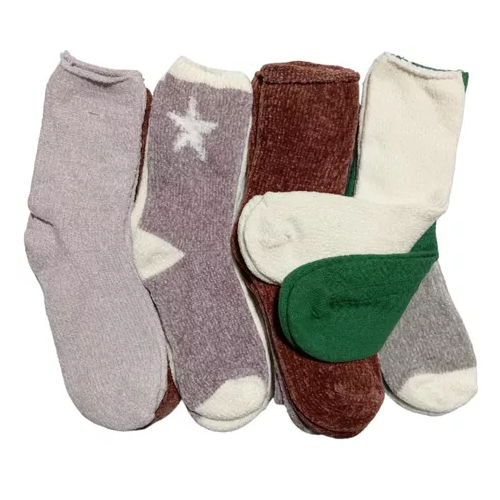 PACK DE 12 CALCETINES PARA MUJER, TOALLA POLAR, UNICOLOR + DISEÑOS, MULTICOLOR - 2