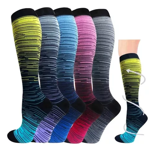 PACK DE 6 PARES DE MEDIAS LARGAS DE COMPRESIÓN PARA VARICES, DISEÑO MULTICOLOR - 2