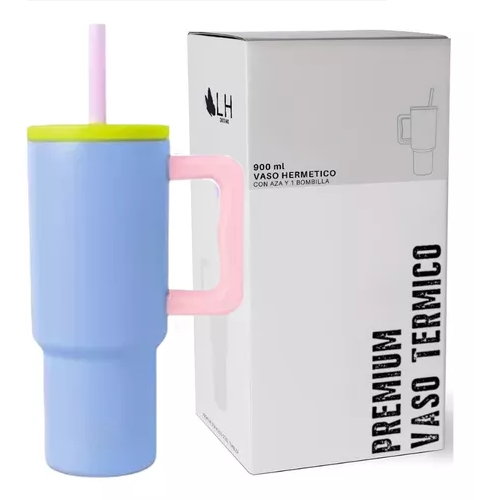 VASO TÉRMICO MUG, 900 LT, ACERO INOXIDABLE, CELESTE - 2