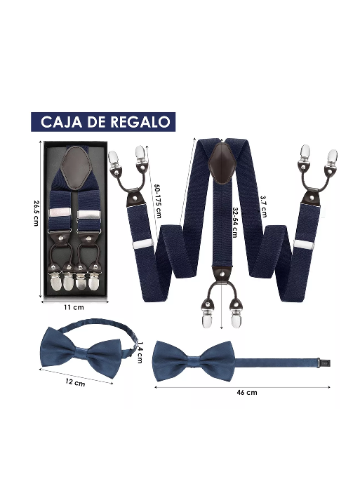 SUSPENSOR HUMITA EN CAJA TIRANTES HOMBRE AJUSTABLE ELASTICO, AZUL MARINO - 5