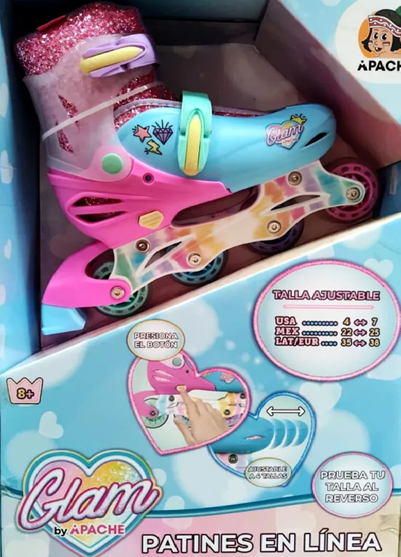 PATINES EN LINEA RUSH GIRL-2025 AJUSTABLES T 34-37, ROSADO - 5