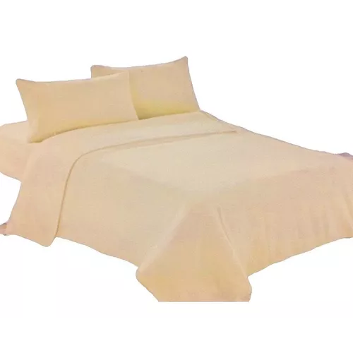 JUEGO DE SÁBANAS POLAR, 2 PLAZAS, 4 PIEZAS, COLOR BEIGE, ELASTICADA - 1
