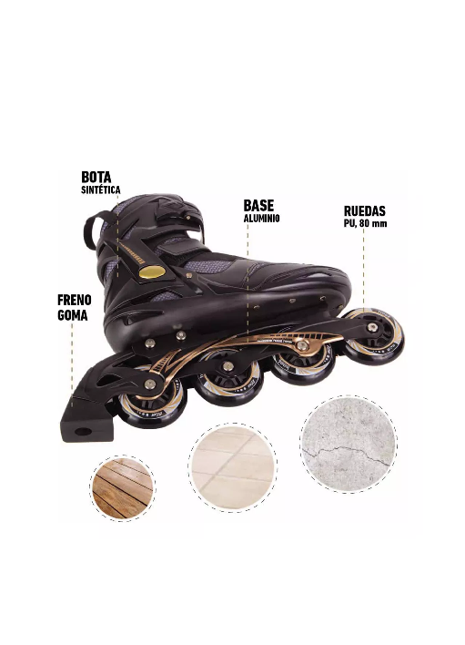 PATIN EN LINEA HIT GOLD TALLA 46, EN COLOR NEGRO - 5
