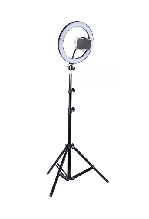 GENÉRICO ANILLO ARO LUZ LED FOTOGRAFÍA 26 CM + TRÍPODE AJUSTABLE, ESTRUCTURA NEGRA, LUZ BLANCO FRÍO