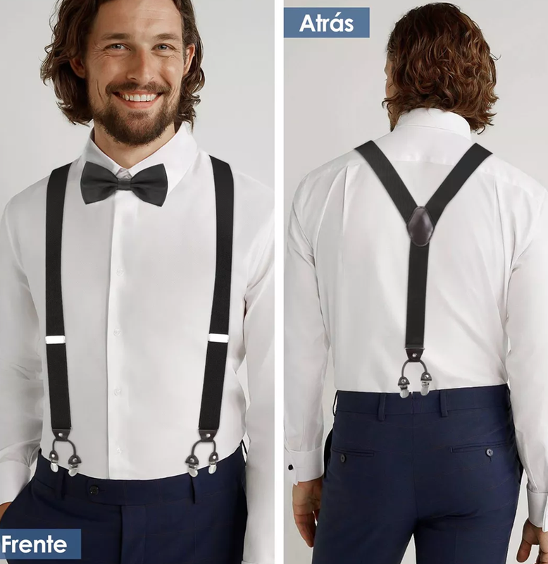 SUSPENSOR HUMITA EN CAJA TIRANTES HOMBRE AJUSTABLE ELASTICO, EN COLOR NEGRO - 4