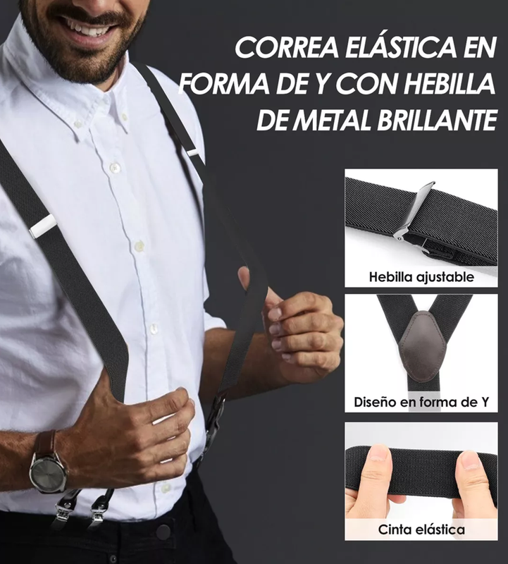 SUSPENSOR HUMITA EN CAJA TIRANTES HOMBRE AJUSTABLE ELASTICO, EN COLOR NEGRO - 5