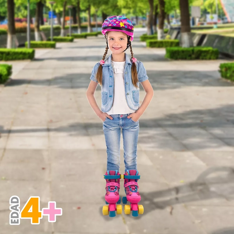 PATINES AJUSTABLES T 30-33 + PROTECCIONES, ROSADO - 4