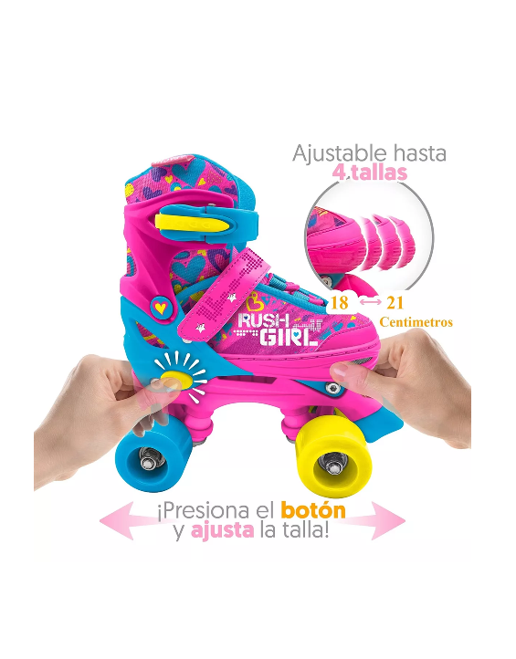 PATINES AJUSTABLES T 30-33 + PROTECCIONES, ROSADO - 5